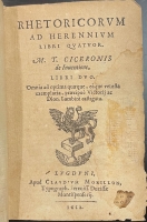 Portada de libro Rhetoricorum ad Herennium Libri Quator. Rhetoricum Posterior Tomus
