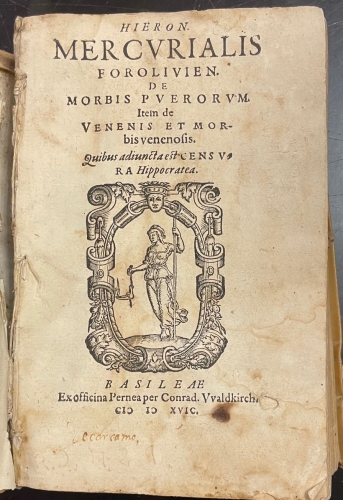 Portada de De Morbis Puerorum. De Venenis et Morbis Venenosis - Girolamo Mercuriale