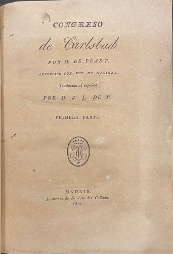 Portada de Congreso de Carlsbad - Abate de Pradt, Dominique Dufour