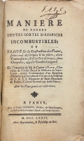 Portada de libro Maniere de Rendre Toutes Sortes D'Edifices Incombustibles, ou Trait�...