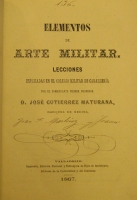 Portada de libro Elementos De Arte Militar De D. Jos� Gutierrez Maturana y La Guerra En...