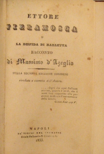 Portada de Ettore Fieramosca o La Disfida Di Barletta - Massimo D'Azeglio