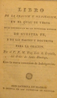 Portada de libro Libro De La Oraci�n y Meditaci�n En El Qual Se Trata De La...