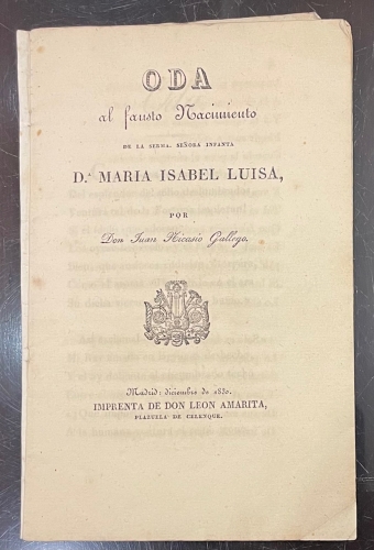 Portada de Oda al Fausto Nacimiento De La Infanta D�a Maria Isabel Luisa - Don Juan Nicasio Gallego