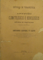 Portada de libro Estudios De Terap�utica. Apuntes Climatol�gicos � Hidrologicos acerca...
