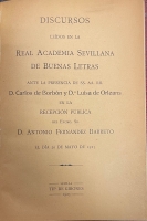 Portada de libro Discursos Le�dos En La Real Academia Sevillana De Buenas Letras Ante...