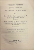 Portada de libro Oraci�n Funebre Que En El Aniversario Del dos De Mayo Dixo Este A�o De...