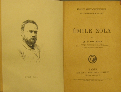 Portada de Emile Zola. Enquete Medico-Psychologique sur la superiorit� intellectuelle - Toulouse