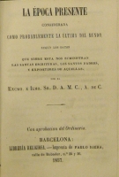 Portada de libro La Epoca Presente Considerada Como Probablemente La Ultima Del Mundo....