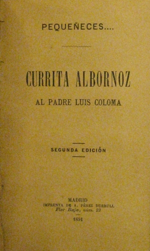 Portada de Currita Albornoz al Padre Luis Coloma