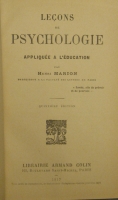 Portada de libro Lecons De Psychologie Appliq�e a L'�ducation