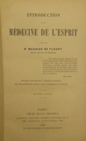 Portada de libro Introduction a La Medicine de L�esprit