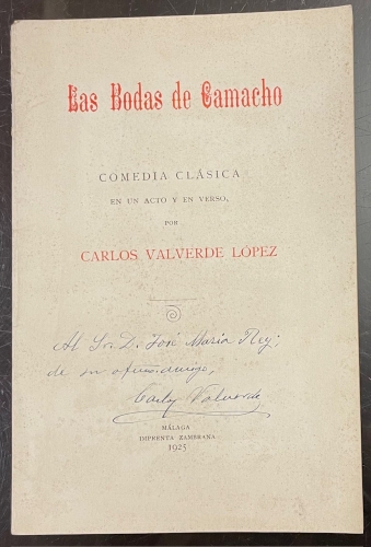 Portada de Las Bodas De Camacho. Comedia Cl�sica En un Acto y en Verso - Carlos Valverde L�pez