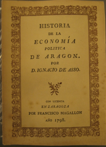 Portada de Historia De La Econom�a Pol�tica De Arag�n. - Ignacio De Asso