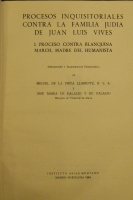 Portada de libro Procesos Inquisitoriales Contra La Familia Judia De Juan Luis Vives....