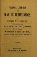Portada de libro Paradoja Literaria, Plan De Humanidades y M�todos De Estudio  De...