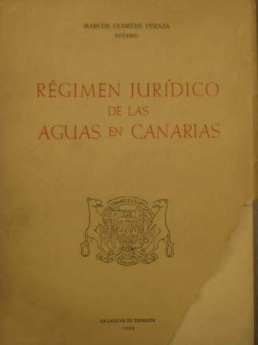 Portada de R�gimen Jur�dico De Las Aguas En Canarias - Marcos Guimer� Peraza