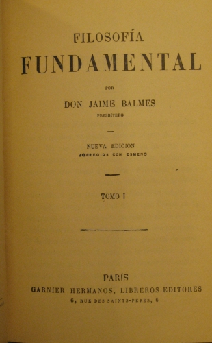 Portada de Filosof�a Fundamental. - Jaime Balmes