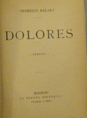 Portada de Dolores. Poes�as - Federico Balart