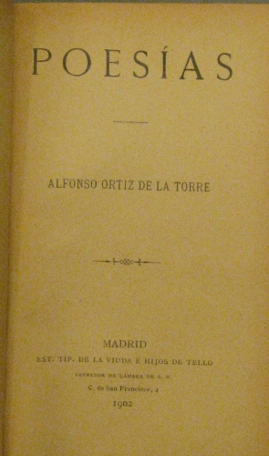 Portada de Poes�as. /Cuentos y Trazos. - Alfonso Ortiz De La Torre/Enrique Men�ndez Pelayo