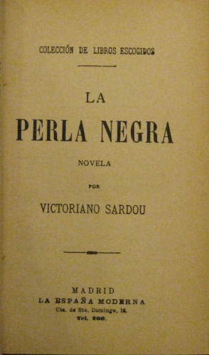 Portada de La Perla Negra. Novela - Victoriano Sardou