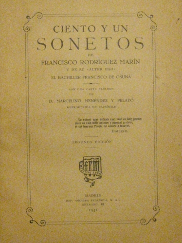 Portada de Ciento y Un Sonetos - Francisco Rodriguez Mar�n