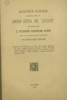 Portada de libro Algunos Juicios Acerca De La Edicin Crtica Del 'Quijote' Anotada Por...