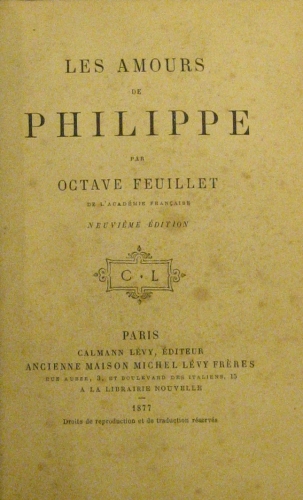 Portada de Les Amours De Philippe - Octave Feuillet