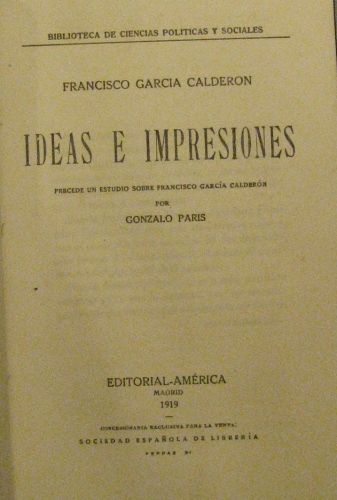 Portada de Ideas e Impresiones - Francisco Garc�a Calderon