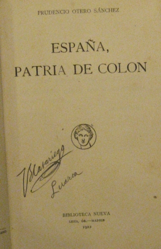 Portada de Espa�a, patria De Col�n - Prudencio Otero S�nchez
