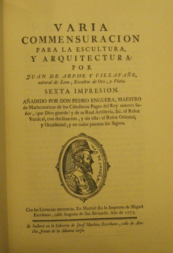 Portada de Varia Commensuracion Para la Escultura, y Arquitectura. Facsimil De La Edici�n De 1773 - Juan de Arphe y Villafa�e
