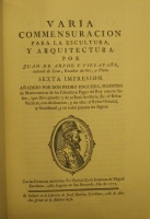Portada de libro Varia Commensuracion Para la Escultura, y Arquitectura. Facsimil De La...