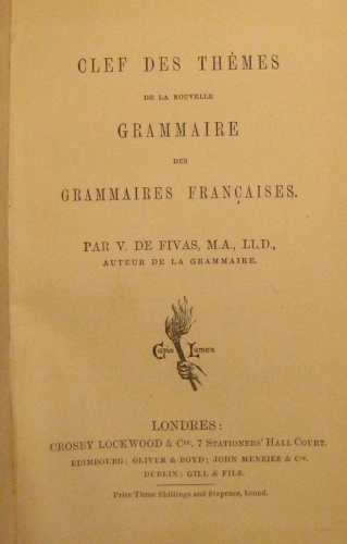 Portada de Clef Des Th�mes De La Nouvelle grammaire Des Grammaires Francaises - V. De Fivas