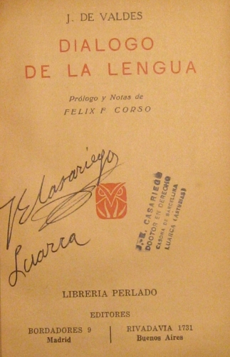 Portada de Dialogo De La Lengua - J. De Valdes