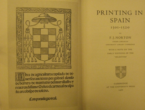 Portada de Printing in Spain 1501-1520 with a note on the Early editions of the Celestina - F.J. Norton