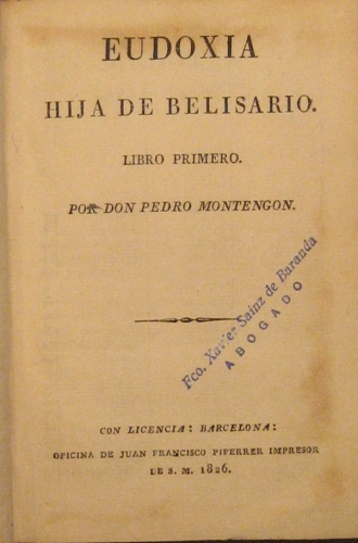 Portada de Eudoxia. Hija De Belisario - Pedro Montengon