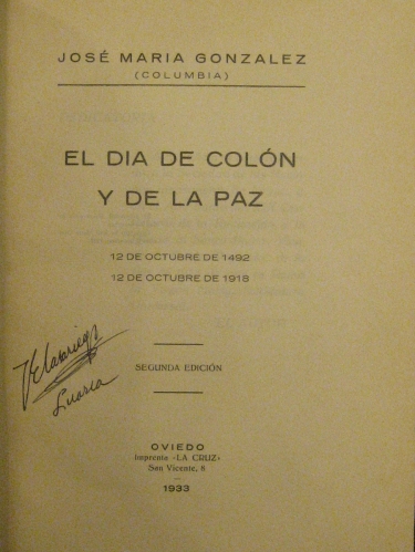 Portada de El dia de Colon y de la Paz - Jose M� Gonzalez