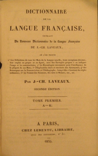 Portada de Dictionnaire De La Langue Fran�aise - J. Ch. Laveaux