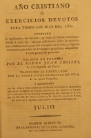 Portada de libro Ao Cristiano  Exercicios Devotos Para Todos los Das Del Ao. Julio