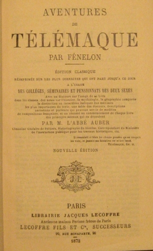 Portada de Aventures De T�l�maque - F�nelon