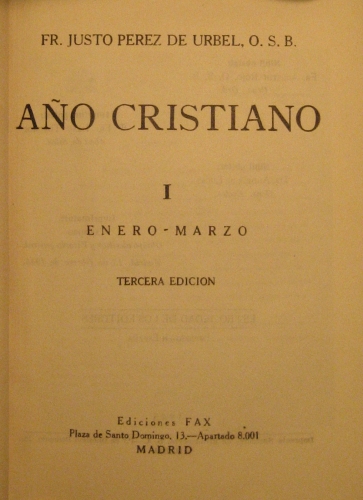 Portada de A�o Cristiano.  - Justo Perez De Urbel