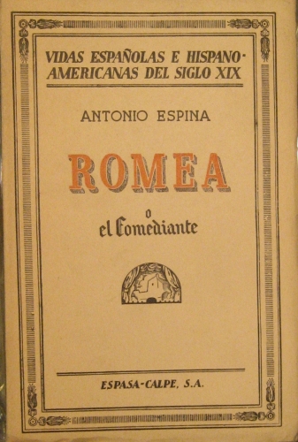 Portada de Romea o el Comediante - Antonio Espina
