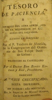 Portada de libro Tesoro De Paciencia � Consuelo Del Alma atribuida En La Meditaci�n De...