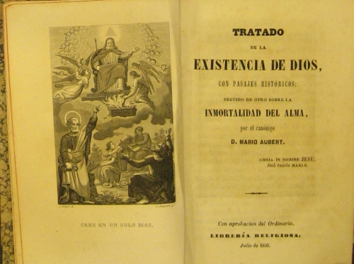 Portada de Tratado De la Existencia De Dios Con Pasajes hist�ricos Seguido De Otro Sobre La Inmortalidad Del Alma. - Mario Aubert