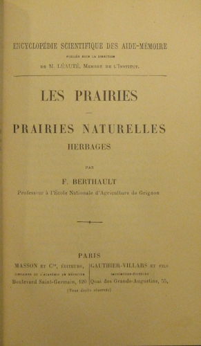Portada de Les Prairies. Prairies Naturelles. Prairies De Fauche. (Las praderas) - F. Berthault