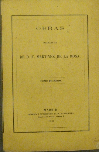 Portada de Obras Dramaticas de D. F. Martinez de la Rosa. - Martinez de la Rosa