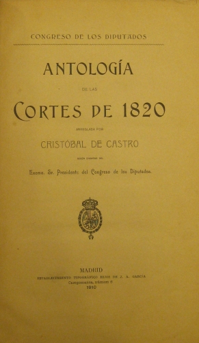 Portada de Antolog�a De Las Cortes De 1820 - Cristobal de Castro