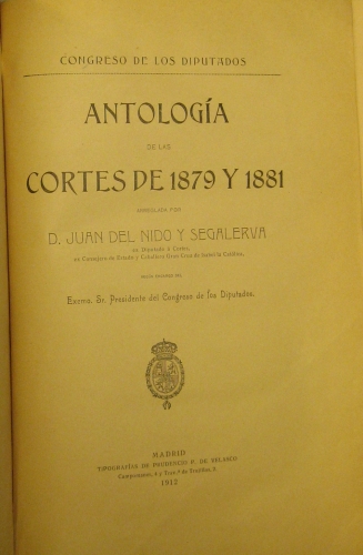 Portada de Antolog�a De Las Cortes Desde 1879 y 1881 - Juan de Nido y Segalerva