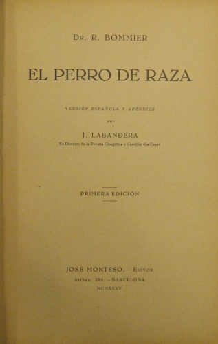 Portada de El Perro de Raza - R. Bommier