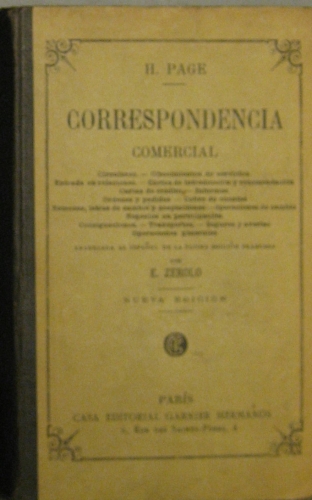 Portada de Correspondencia Comercial - H. Page